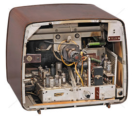 alter Philips Roehrenfernseher  geoeffnete Rueckwand  1953