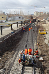 Berlin  Deutschland  Bauarbeiten an den Gleisen am S-Bahnhof Ostkreuz