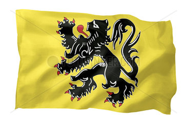Landesfahne von Flandern (Belgien) (Motiv A; mit natuerlichem Faltenwurf und realistischer Stoffstruktur)
