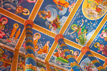 Chong Koh  Kambodscha  Deckenmalerei im Wat Chong Koh