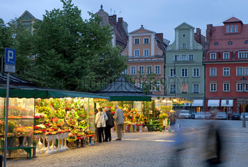 Breslau  Polen  Blumenmarkt am Platz Solny