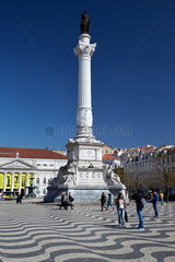 Lissabon  Portugal  Bronzestatue Pedros IV. auf dem Rossio