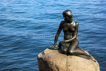 Kopenhagen  Daenemark  die Bronzefigur der Kleinen Meerjungfrau