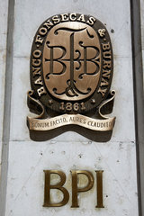 Lissabon  Portugal  Emblem der Bank BPI