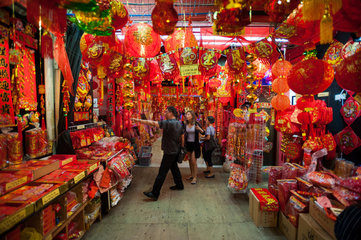 Singapur  Republik Singapur  verkauf von chinesischen Laternen zum Neujahrsfest