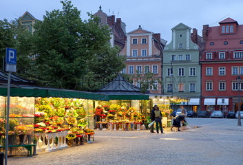 Breslau  Polen  Blumenmarkt am Platz Solny
