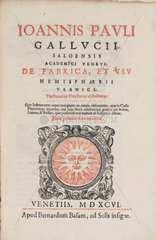 Title page from Gallucci’s work on astronomical instruments  1596.