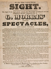 Trade card of G Morris  optician  19th century.