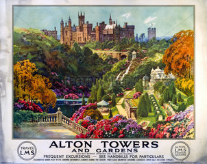 ‘Alton Towers and Gardens’  LMS poster  c 1930s.