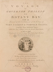Title page from ‘The voyage of Governor Phillip to Botany Bay’  c 1789.