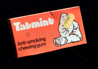 Pack of Tabmint anti-smoking chewing gum  c 1979.