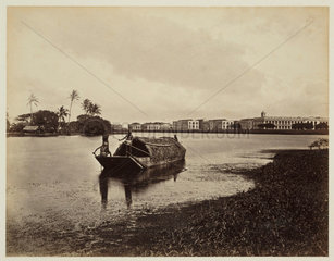 Lake and barracks  Colombo  Ceylon  c 1870.