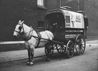 Horse pulling a parcel van at Paddington Station  London  1936.