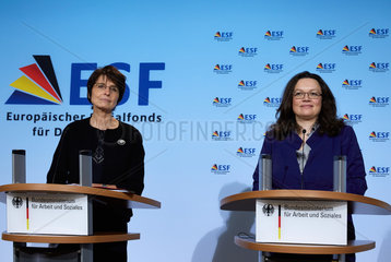 Berlin  Deutschland  Marianne Thyssen  EU-Kommissarin  und Andrea Nahles  SPD  Bundesarbeitsministerin