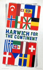 'Harwich for the Continent'  LNER poster  1923- 1947.