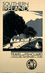 ‘Southern Ireland - Travel via Fishguard’  GWR poster  1923-1947.