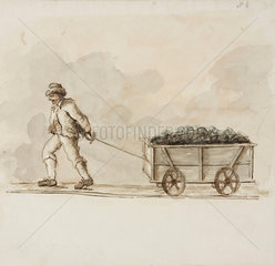 Miner and wagon  Northumberland  c 1805-1820.