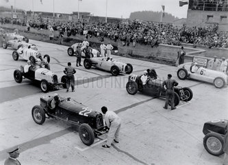 Racing cars at Nurburgring racetrack  Germany  1934.