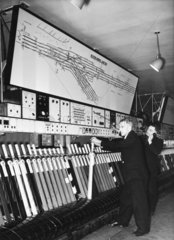 New signal box  Heaton Norris  Cheshire  1955.
