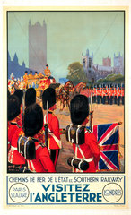 Visitez l'Angleterre  Chemins de Fer de l'Etat and SR poster  1932.