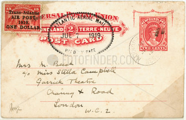 Early airmail postcard  1919.
