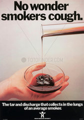 ‘No Wonder Smokers Cough’  poster  c 1980s.