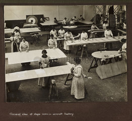 'General view of dope room in aircraft factory'  1915-1918.