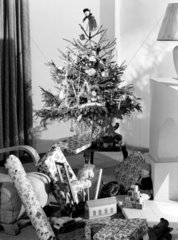 Christmas tree and presents  c 1949.