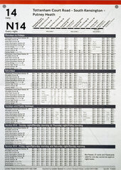 London Transport bus timetable  1998