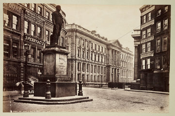 'The General Post Office and Peel's Monument'  c 1890.