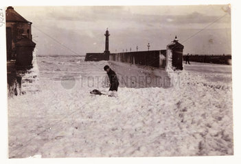 Foam at Whitby Harbour  North Yorkshire  c 1905.
