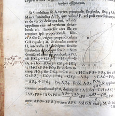 Handwriting on page of Newton's 'Principia Mathematica’  1687.