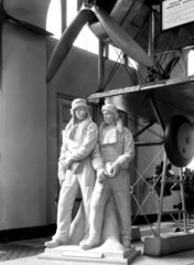 Statue of John Alcock  and Arthur Whitten Brown  British aviators  1954.
