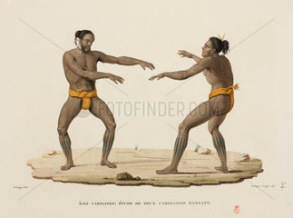 Two male dancers  Caroline Islands  1817-1820.