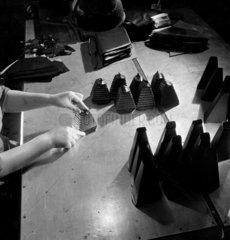 Making camera bellows at Kershaw and Sons factory   1953.
