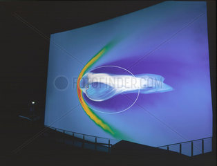 The Imax screen during a film  Wellcome Wing  Science Museum  2000.