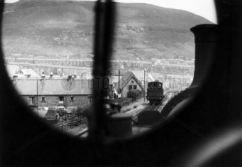 View from a steam locomotive  Wales  c 1949.