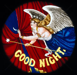 ‘Good Night’ angel  magic lantern slide  19th century.
