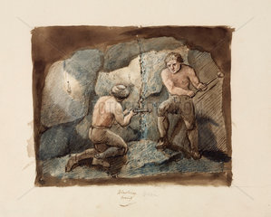 ‘Blasting’  lead mine  Northumberland  c 1805-1820.