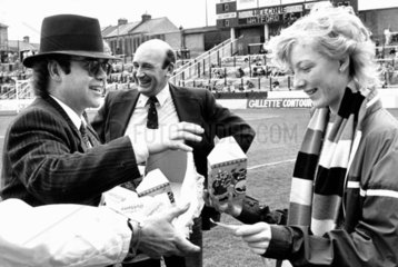 Elton John at Watford Football Club  April 1985.