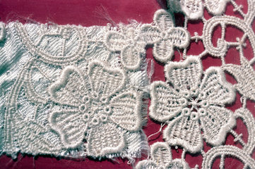 Piece of viscose rayon with a detailed flower design  c 1880s.