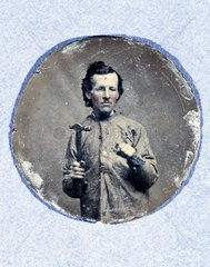Miniature portrait of a man  c 1875. This