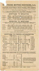 Worthing Motor Services Ltd bus timetable  1910.