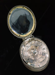 Oval silver ‘Puritan’ watch  c 1650.