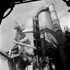 Looking up at blast furnace  Consett Iron Company  1957.