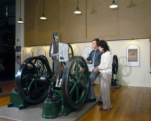 Priestman oil engine built in 1895  on display at the Science Museum  c 1990.