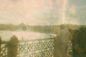 Anglers on the Galata Bridge  Istanbul  2004.