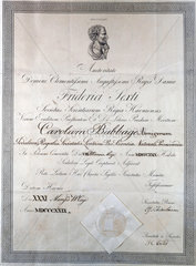 Diploma from Societas Scienterum Regia Havniensis  19th century.