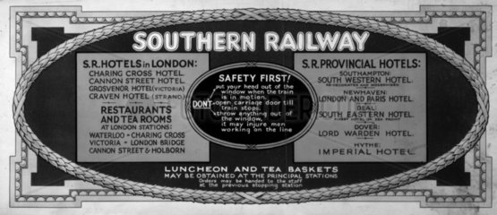 Southern Railways carriage advertisement  c 1920s.