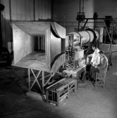 Engineer with large wind tunnel  TI Technology Centre  Walsall  1958